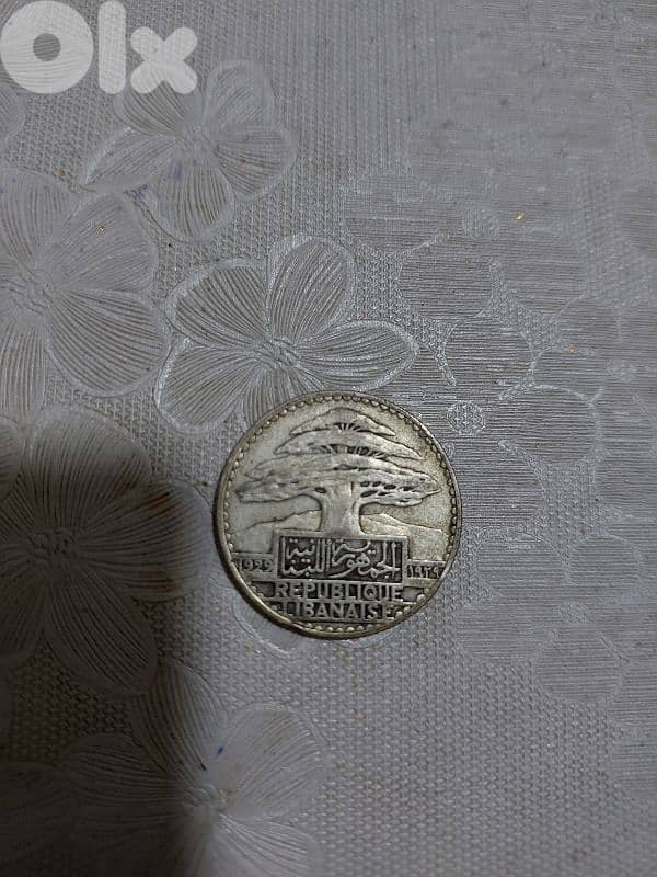 50 piasters Silver coin Lebanese Republic year 1929 0