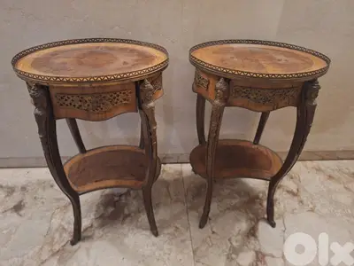 طقم طاولات عدد٢ خششب جوز مركتري ايطالي مع برونز مميز جدا