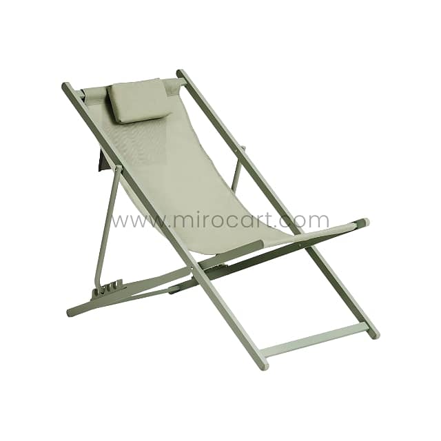 Portable Beach Sun Lounger – Steel Frame, 4 Reclines & Storage Pocket 0