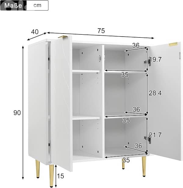 Sideboard with 2 Doors, Chest of Drawers, 5