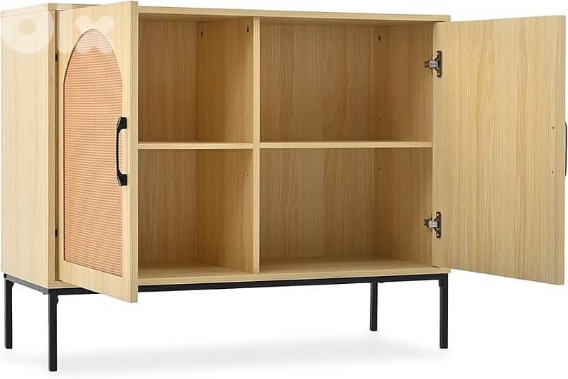 Rattan storage cabinet with two irregular doors 2