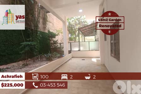 Achrafieh 100m2 | 45m2 Terrace/Garden | Renovated Flat | AA