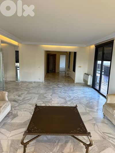 L17826-Spacious Apartment with Terraces For Rent in Badaro