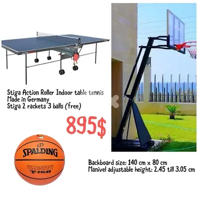 Stiga Action roller Pingpong + Deluxe Basketball hoop
