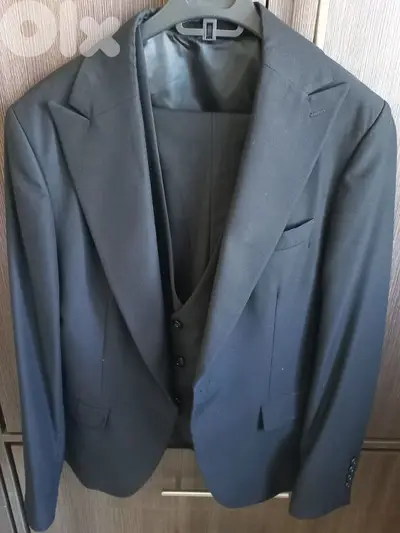 Graduation Black 3-piece Suit,Size 46