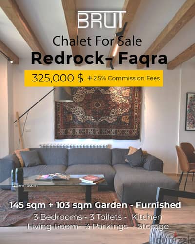 Luxurious chalet for sale in Redrock Faqra with garden