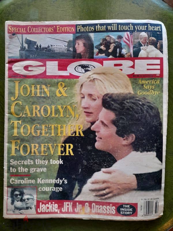 Vintage Globe Magazine August 10 1999 Collector Edition JFK Jr/Onassis 0