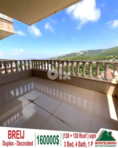 Decorated 130 sqm Duplex For Sale in Breij with 130 sqm Roof !!!