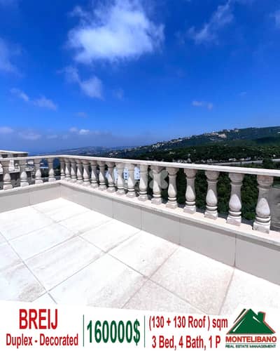Decorated 130 sqm Duplex For Sale in Breij with 130 sqm Roof !!!