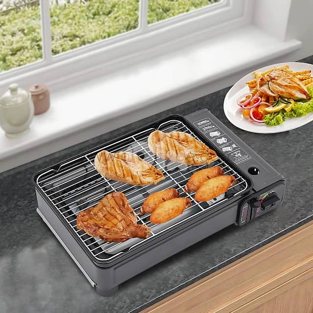 Portable Camping Grill Stove – Dual Flame, Carry Case & Drip Tray 1