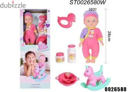 baby doll with horse and accessories