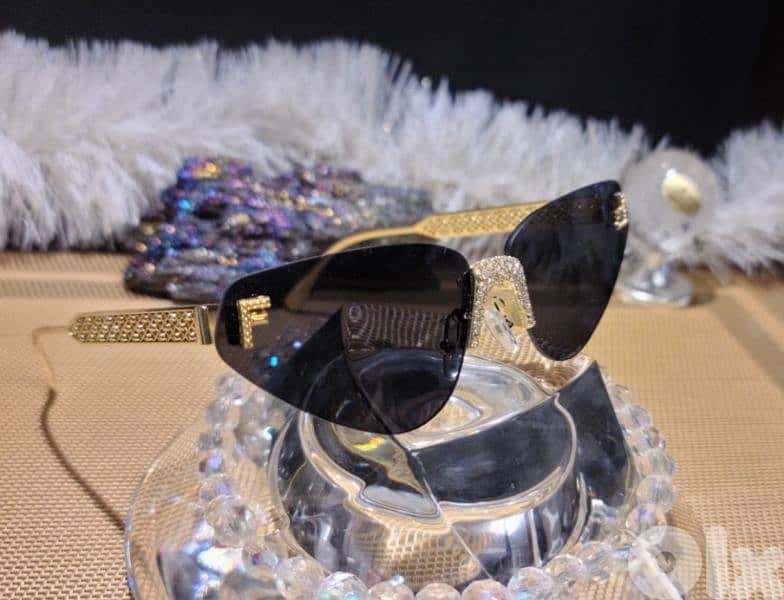 Fendi Rimless Cat Eye with Rhinestones luxury sunglasses 0