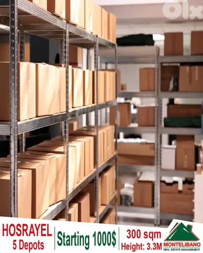 Brand New 5 Depots 300 sqm Each For Rent in Hosrayel !!!