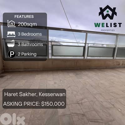 200sqm Apartment for sale in Haret Sakher, Jounieh REF: MA25ASHS200150