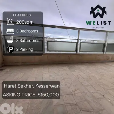 200sqm Apartment for sale in Haret Sakher, Jounieh REF: MA25ASHS200150