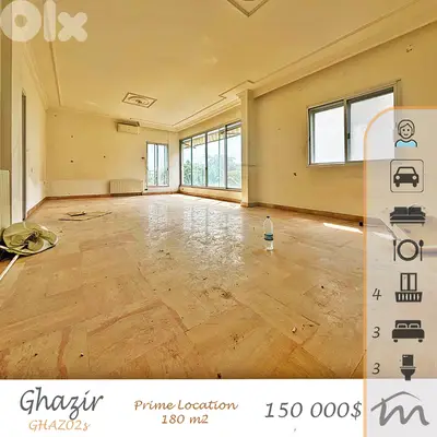 Ghazir | 833$/² | 180m² 3 Bedrooms Apartment | Prime Location | View