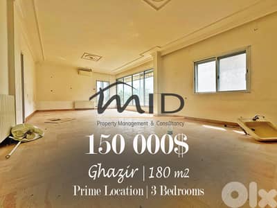 Ghazir | 833$/² | 180m² 3 Bedrooms Apartment | Prime Location | View