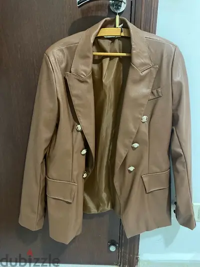 brown leather jacket