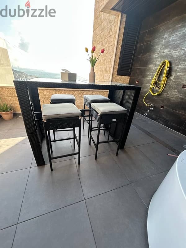5 Piece Garden Bar Set with cushions 0