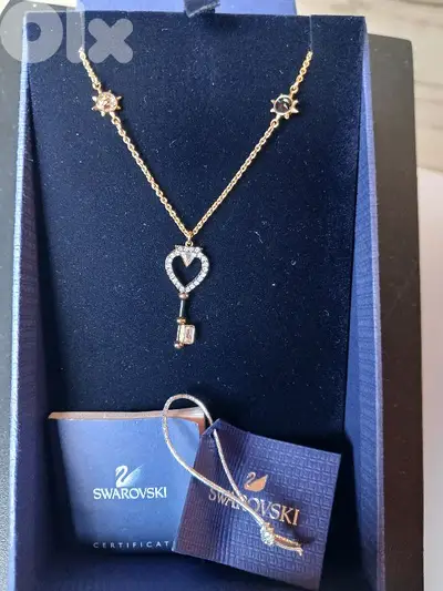 swarovski tarot magic neclace key white gold tone plates