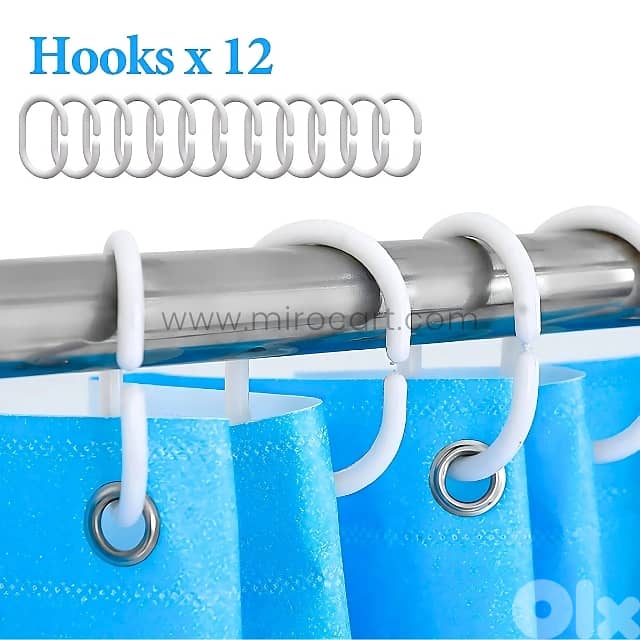 Dolphin Shower Curtain – Waterproof Bathroom Liner (180cm) + 12 Hooks 3