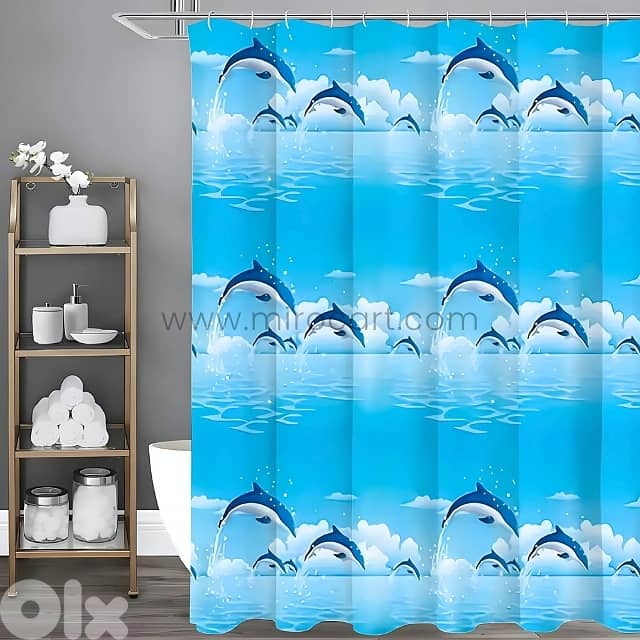 Dolphin Shower Curtain – Waterproof Bathroom Liner (180cm) + 12 Hooks 8
