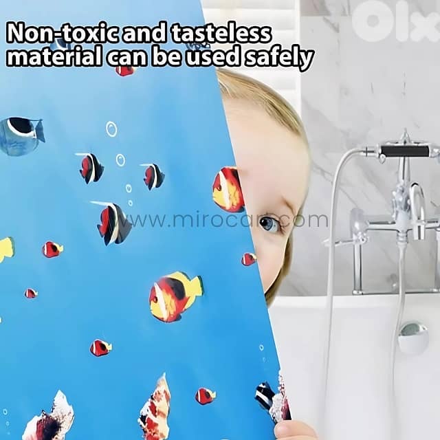 Underwater Shower Curtain, Waterproof Bathroom Liner (180cm), 12 Hooks 3