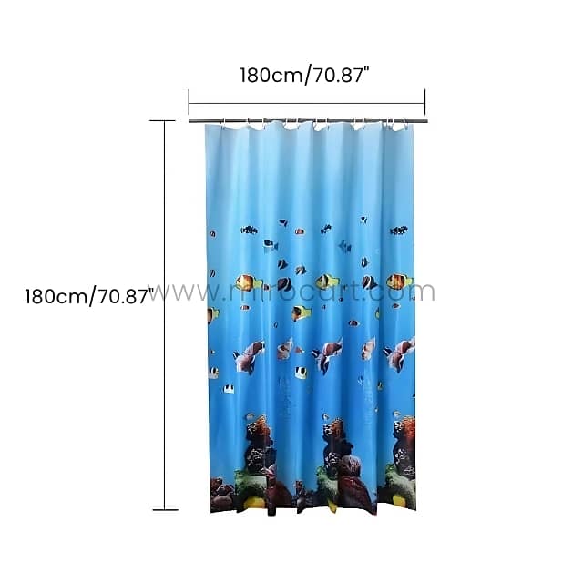Underwater Shower Curtain, Waterproof Bathroom Liner (180cm), 12 Hooks 5