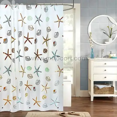 Starfish Shower Curtain - Waterproof EVA Fabric - 180x180cm Bath Liner