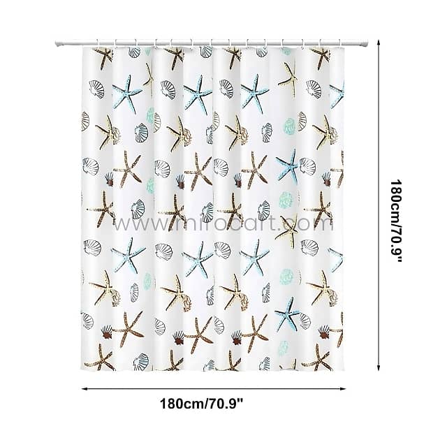 Starfish Shower Curtain - Waterproof EVA Fabric - 180x180cm Bath Liner 5