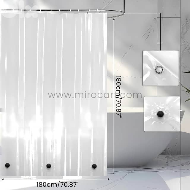 Transparent Shower Curtain – Waterproof PEVA Liner w/ Magnets (180cm) 10
