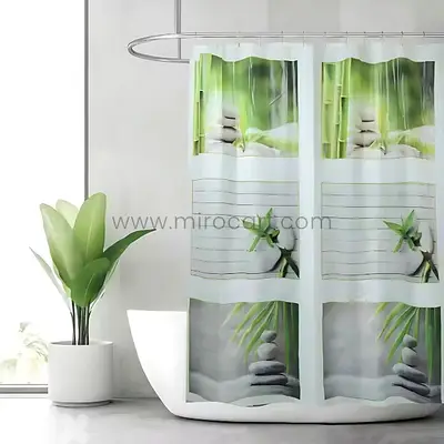 Modern Zen Shower Curtain – Waterproof PEVA Liner for Tubs, 180x180cm
