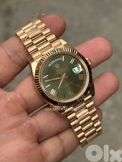 Rolex Daydate Rosegold Olive Green Dial Swiss Superclone 1.1