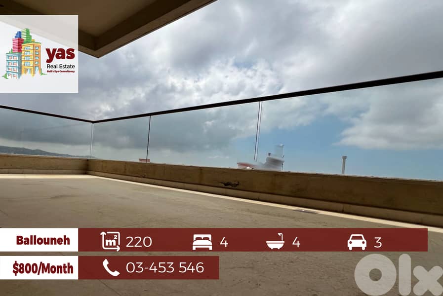 Ballouneh 220m2 | New | prime Location | Partial Sea View | Rent|KS 0
