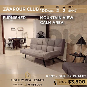Chalet Duplex for rent in Zaarour Club SM47 دوبلكس شاليه للإيجار