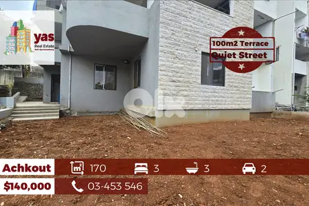 Achkout 170m2 | 100m2 Terrace | Barely Used | Modern | Quiet Area | DA Achkout 170m2 | 100m2 Terrace | Barely Used | Modern | Quiet Area | DA