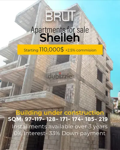 Under construction Apartments for sale in sheileh with installments
