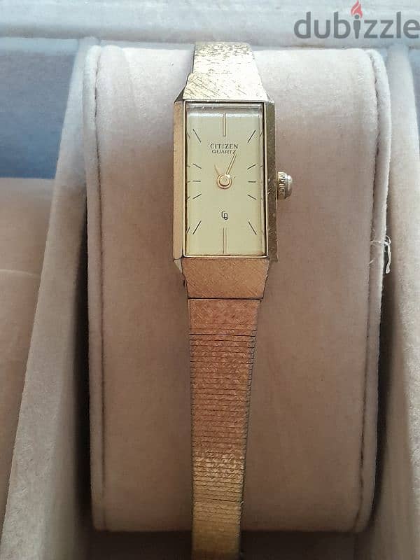 VINTAGE Citizen Quartz Women’s rectangular Watch•Gold Tone 1