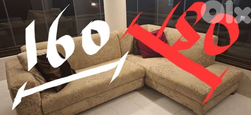 L shape sofa 250 cm×180 cm 6
