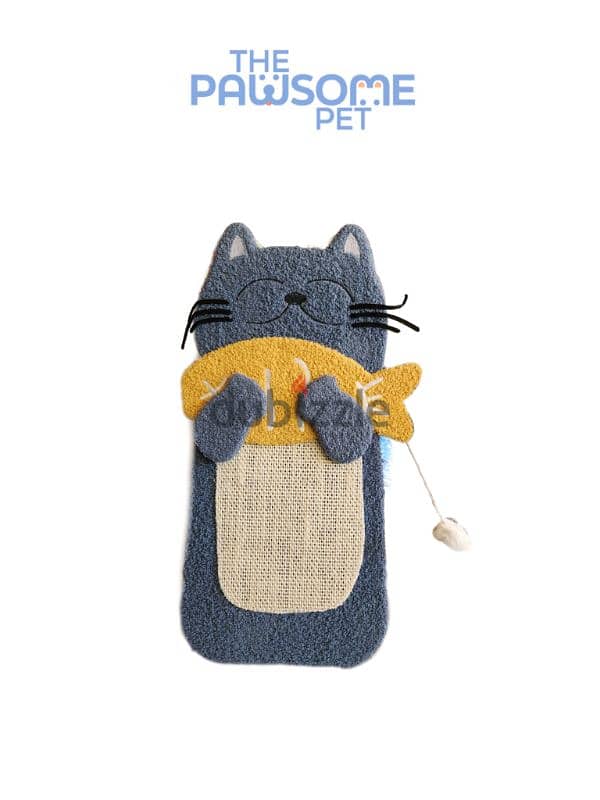 Pawsome's cat scratcher. cat holding fish 0