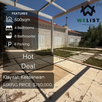 500sqm Villa on a 1100sqm Land for sale in Klayaat  REF: NW25MVK500750