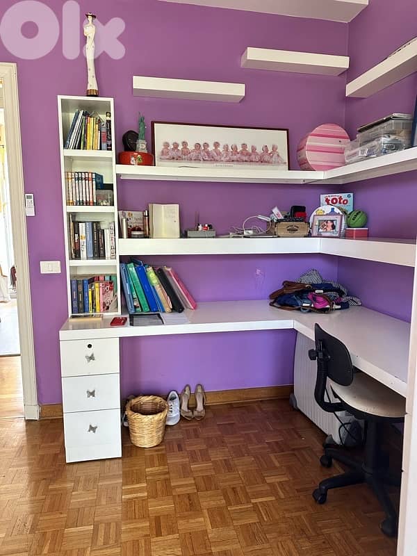 Wooden French Triple deck Bed + 2 bookshelves + 2desks + shoes Cabinet 2