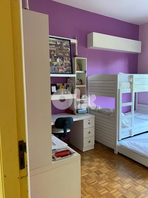 Wooden French Triple deck Bed + 2 bookshelves + 2desks + shoes Cabinet 0