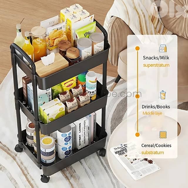 3-Tier Rolling Organizer Rack – Durable Space-Saving Cart for Kitchen 1