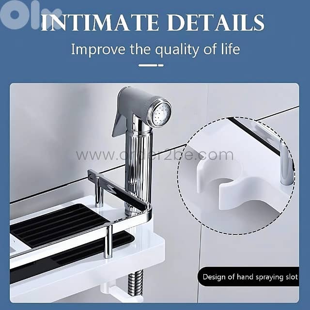 Space-Saving Shower Caddy–Drill-Free ABS Shelf + Drainage Tray, Hooks 6