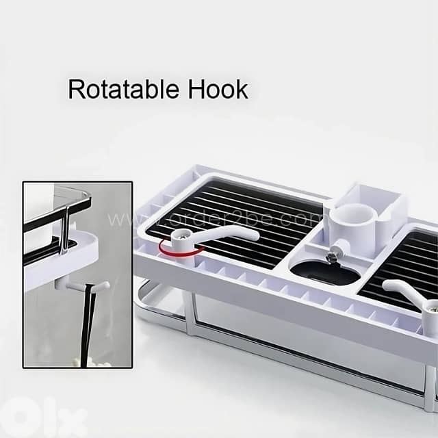Space-Saving Shower Caddy–Drill-Free ABS Shelf + Drainage Tray, Hooks 9
