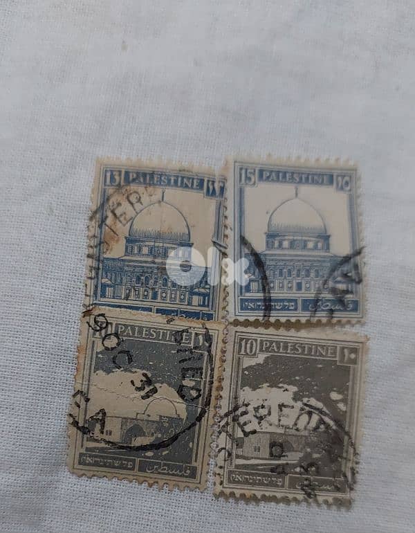 old Stamps of Palestin with photo Juresalem Mosque 0