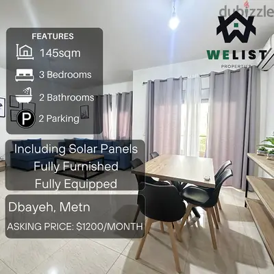 145sqm apartment for rent in Dbayeh