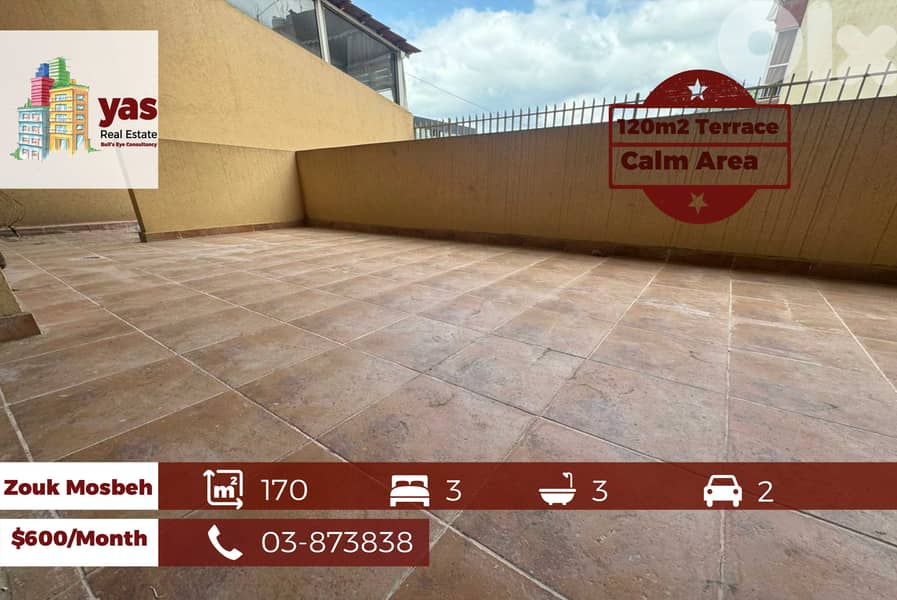Zouk Mosbeh 170m2 | 120m2 Terrace | Rent | Excellent Condition | EL | 0