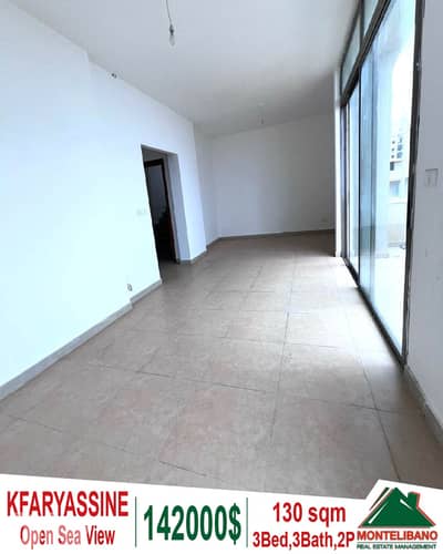 130 sqm Apartment For Sale in Kfaryassine with Open Sea View !!!